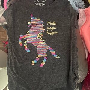 Unicorn Sequin Kids Shirt - Gray